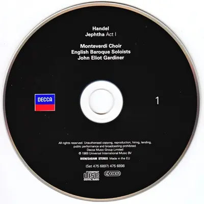 Georg Friedrich Händel - Nancy Argenta · Donna Brown · Lynne Dawson · Barbara Hendricks · Ruth Holton (2) · Anne Sofie Von Otter · Carolyn Watkinson · Michael Chance · Derek Lee Ragin · John Mark Ainsley · Neil Mackie (2) · Nigel Robson · Anthony Rolfe Jo - Israel In Egypt ・ Jephtha ・ Saul ・ Solomon-3