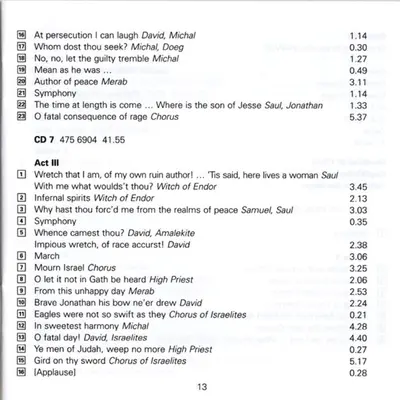 Georg Friedrich Händel - Nancy Argenta · Donna Brown · Lynne Dawson · Barbara Hendricks · Ruth Holton (2) · Anne Sofie Von Otter · Carolyn Watkinson · Michael Chance · Derek Lee Ragin · John Mark Ainsley · Neil Mackie (2) · Nigel Robson · Anthony Rolfe Jo - Israel In Egypt ・ Jephtha ・ Saul ・ Solomon-16