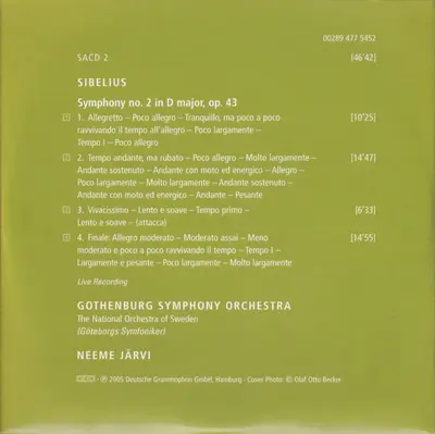 Jean Sibelius, Göteborgs Symfoniker, Neeme Järvi - The Symphonies-8