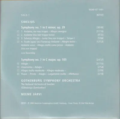Jean Sibelius, Göteborgs Symfoniker, Neeme Järvi - The Symphonies-3