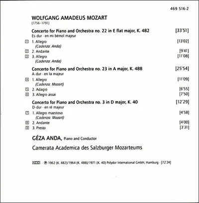 Wolfgang Amadeus Mozart, Camerata Academica Salzburg, Géza Anda - The Piano Concertos-10