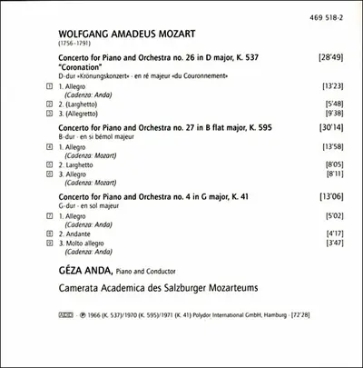 Wolfgang Amadeus Mozart, Camerata Academica Salzburg, Géza Anda - The Piano Concertos-8