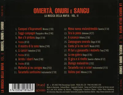 Various - Omertà, Onuri E Sangu - La Musica Della Mafia - Vol.II-1
