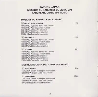 Various - Japon - Musique Du Kabuki Et Du Jiuta-Mai = Japan - Kabuki And Jiuta-Mai Music-5