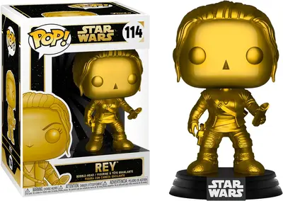 FUNKO POP: STAR WARS - REY (CHROME - MATT GOLD)(EXCL.)-1