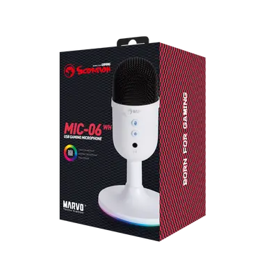 MARVO MIC-06 WH WIRED MICROPHONE RGB WHITE-3