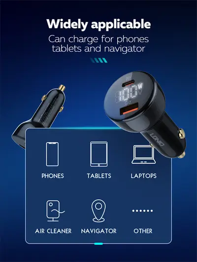 LDNIO CAR CHARGER 2 PORT (1A1C) 100W 5V 3A C101-8