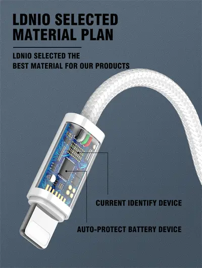 LDNIO CHARGING DATA CABLE BRAIDED (A-C) 25W 1M TYPE-C WHITE LS901_C-5
