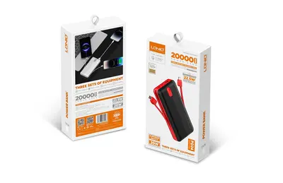 LDNIO POWER BANK 20000mAh 22,5W 5V 3A 2 PORT (2A) + 2 CABLE (1C1L) PQ24-10
