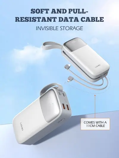 LDNIO POWER BANK 30000mAh 22,5W 5V 3A 2 PORT (2A) + 2 CABLE (1C1L) PQ30-10