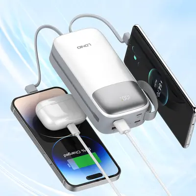 LDNIO POWER BANK 30000mAh 22,5W 5V 3A 2 PORT (2A) + 2 CABLE (1C1L) PQ30-5