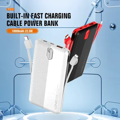 LDNIO POWER BANK 10000mAh 22,5W 5V 3A 1 PORT (1A) + 2 CABLE (1C1L) PQ13-7