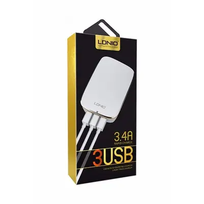 LDNIO 3 X USB TRAVEL ADAPTER 5V/3.4A/17W A3304