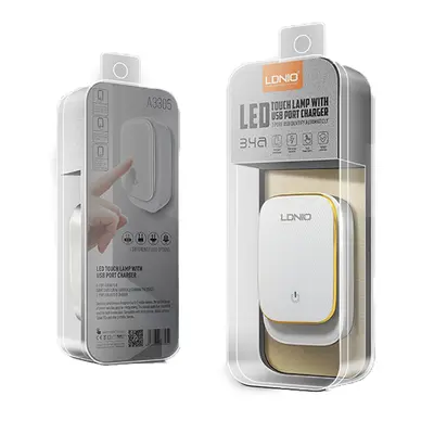 LDNIO SET ADAPTER A3305 220V 3X USB 3,4A + LIGHTNING CABLE + LED LIGHT-4