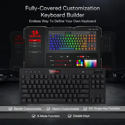 KEYBOARD - REDRAGON HORUS TKL PRO K621RGB-PRO WIRED & 2.4G & BT RED SWITCH-6