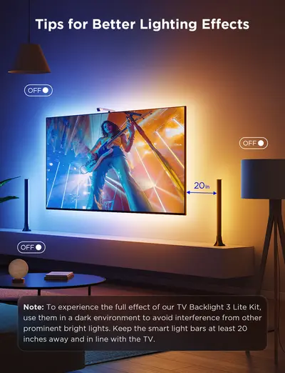 GOVEE TV BACKLIGHT 3 LITE KIT WITH STRIP LIGTH AND LIGTH BAR-8