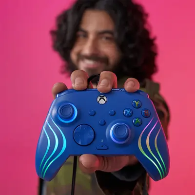 PDP XBOX WIRED CONTROLLER AFTERGLOW WAVE BLUE-7