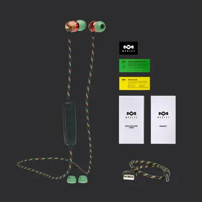 HOUSE OF MARLEY SMILE JAMAICA WIRELESS 2 RASTA IN-EAR HEADPHONES-7