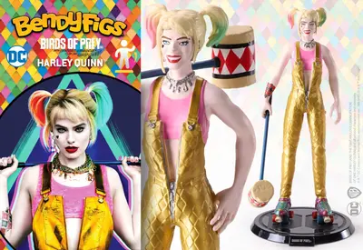 NOBLE COLLECTION - DC - BENDYFIGS - HARLEY QUINN WITH MALLET (BIRDS OF PREY)-0