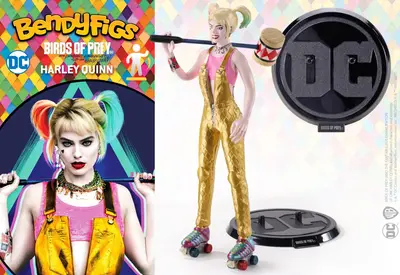 NOBLE COLLECTION - DC - BENDYFIGS - HARLEY QUINN WITH MALLET (BIRDS OF PREY)-1