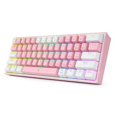 KEYBOARD - REDRAGON FIZZ K617 RGB WIRED PINK/WHITE RED SWITCH-3