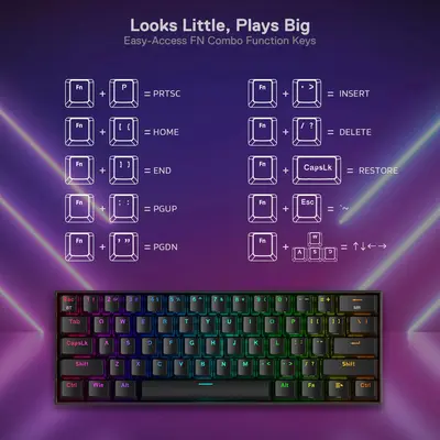 KEYBOARD - REDRAGON DRACONIC K530RGB PRO BT/WIRED MECHANICAL BROWN SWITCH-4