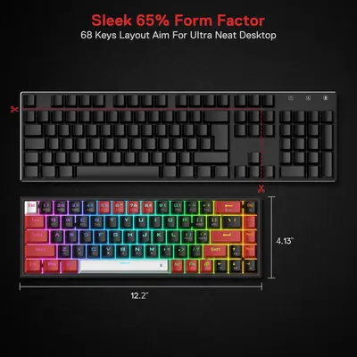 KEYBOARD - REDRAGON CASTOR K631RGB PRO WIRED/WIRELESS/BT MECHANICAL RED SWITCH-9