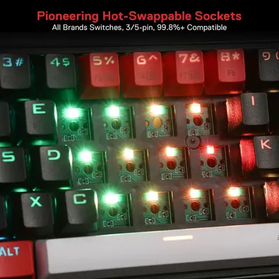 KEYBOARD - REDRAGON CASTOR K631RGB PRO WIRED/WIRELESS/BT MECHANICAL RED SWITCH-8