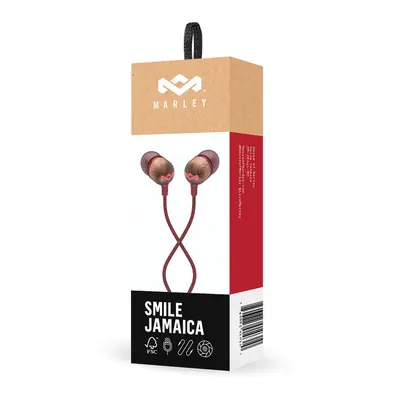 HOUSE OF MARLEY SMILE JAMAICA RED WIRED EARBUDS-3